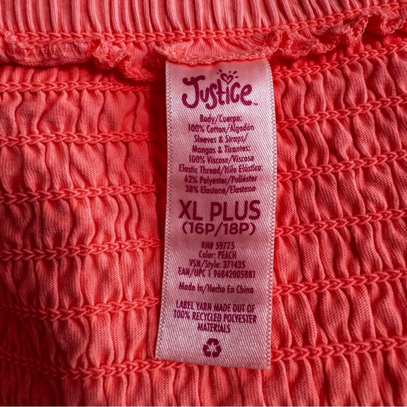 Justice Girl's Plus Smocked Long Sleeve Cold Shoulder Top - Picture 6 of 7